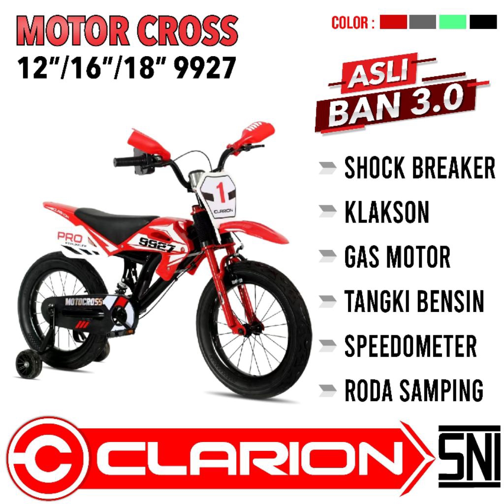 Sepeda BMX 16 inc Clarion CL 9927 Motorcross Ban Jumbo + Shock Beker