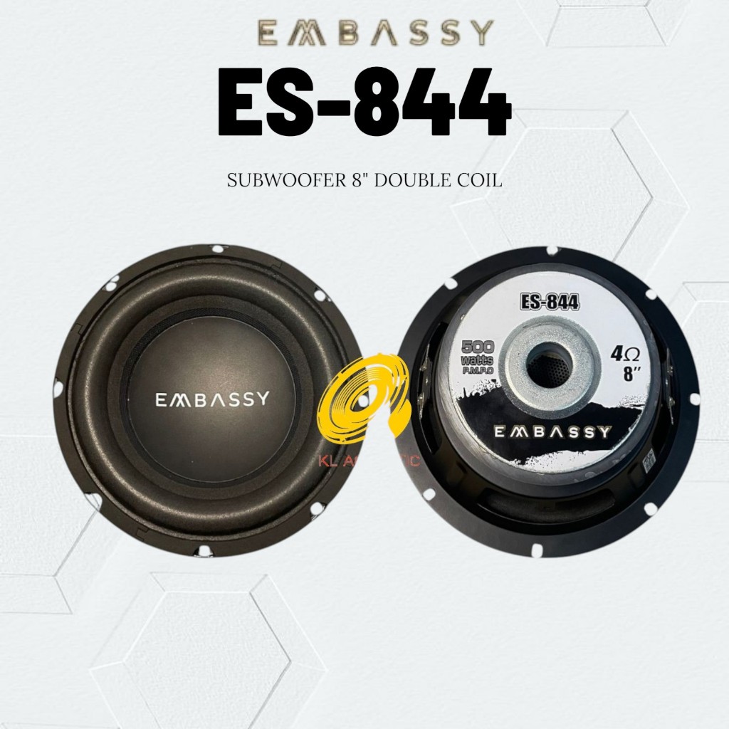 Subwoofer 8 Inch EMBASSY ES-844 Double Coil Mobil Embassy 8" ES 844 500 Watt