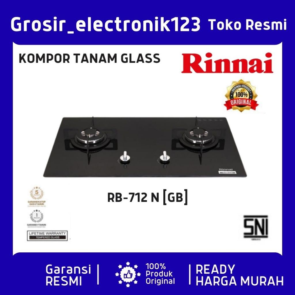 Kompor gas tanam rinnai RB 712N (GB) Kompor Rinnai RB 712 NGB RB-712N(GB)