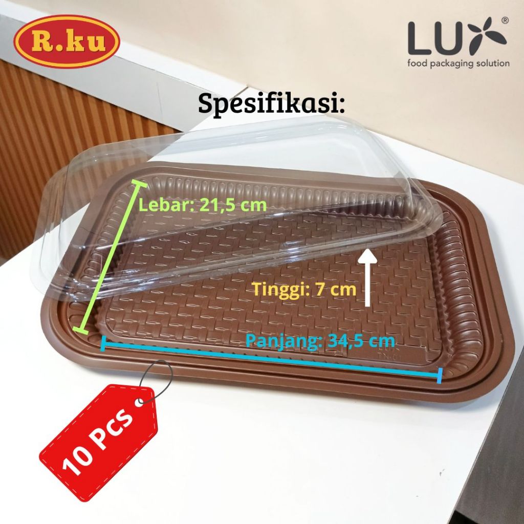 Nampan Plastik Coklat Besar dengan Tutup Mika Transparan – Tray Hantaran Jajanan