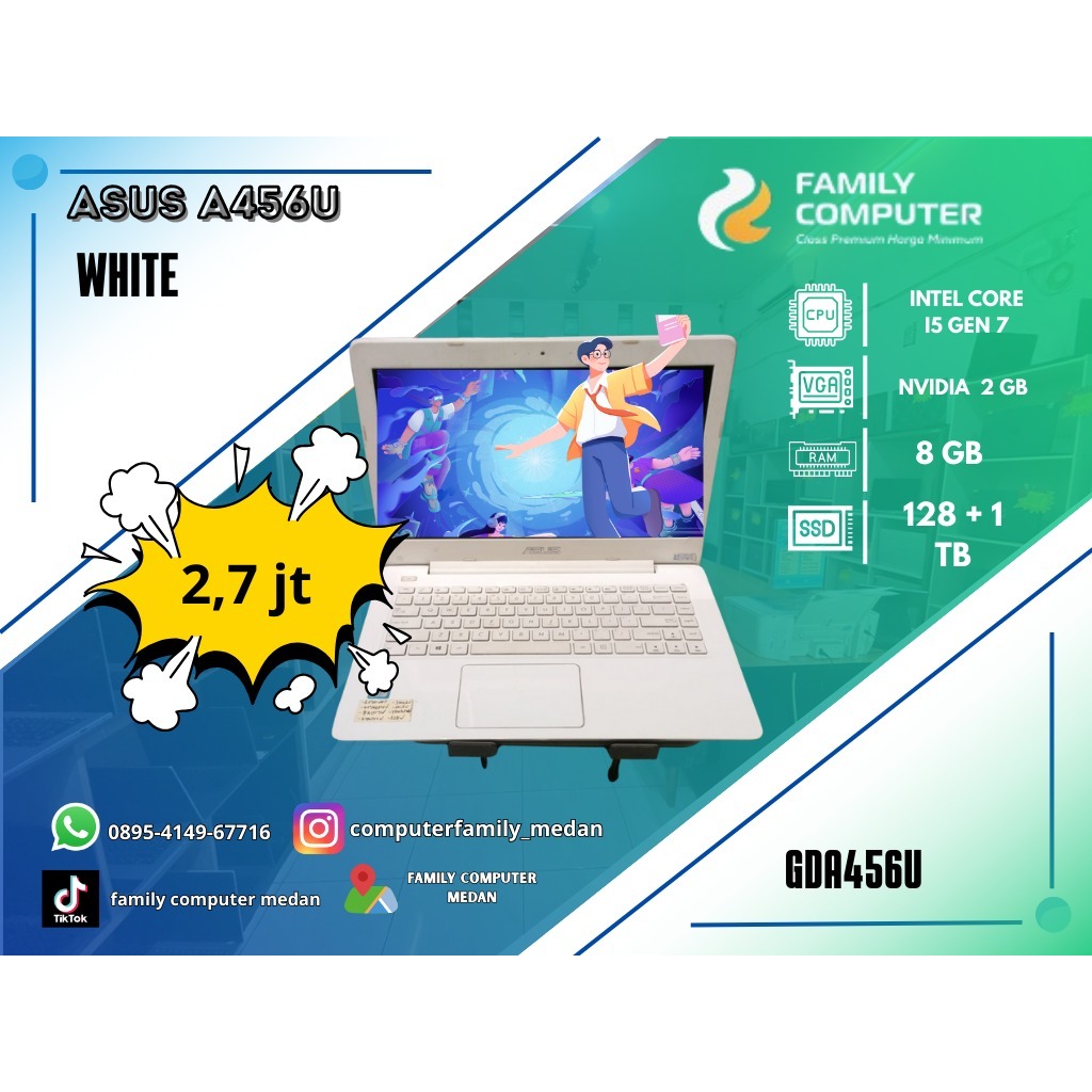 ASUS A456U WHITE | INTEL CORE I5 GEN 7 | NVIDIA 2GB