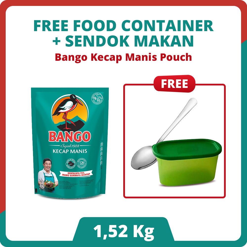 

[BUY 1 GET 3] Bango Kecap Manis Pouch 1.52Kg FREE Food Container + Sendok Makan