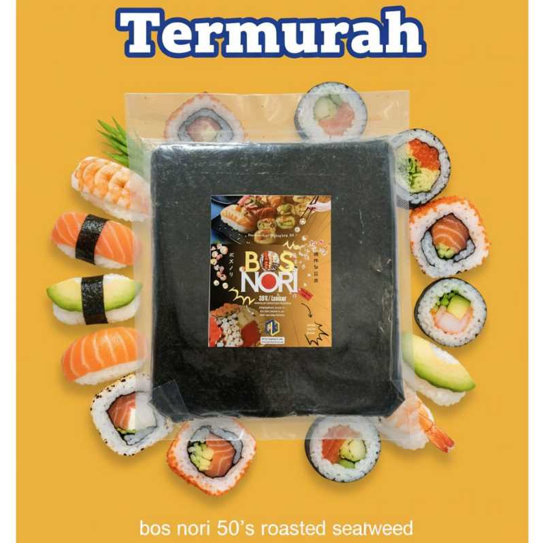 

SUSHI NORI POLOS BOS NORI 50 LEMBAR DRIED SEAWEED