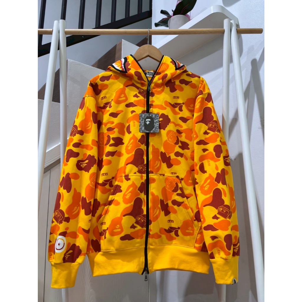 FULLZIP BAPE ORANGE PUBG DOBEL ZIPPER FULL TAG TERLARIS