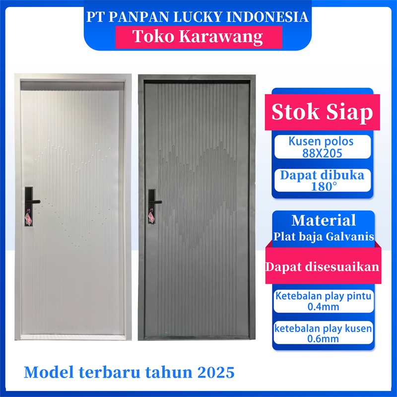 PANPAN - (LUXURY SINGLE PAN) Pintu Baja Single satu set Lengkap Berkualitas / Pintu Utama / Kamar / 