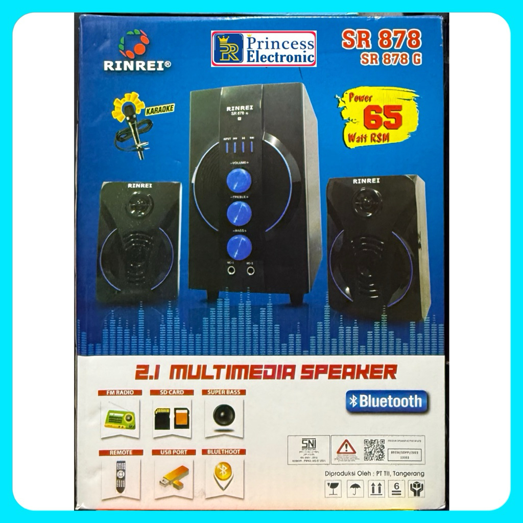 Speaker Bluetooth Karaoke Multimedia RINREI SR-878G  Bonus Mic