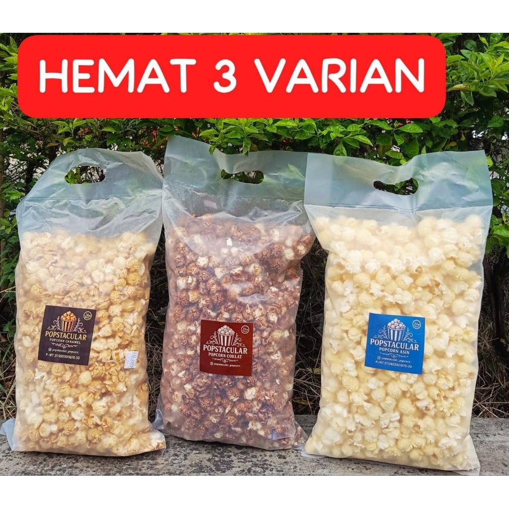 

Paket Hemat Popcorn Jumbo 3 Varian Rasa – Caramel, Coklat & Asin