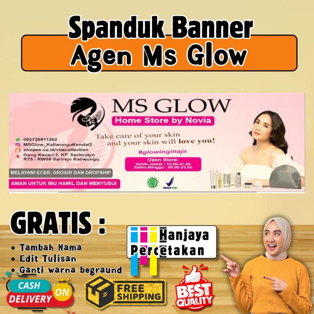 TERMURAH - SPANDUK AGEN MS GLOW | BANNER KECANTIKAN