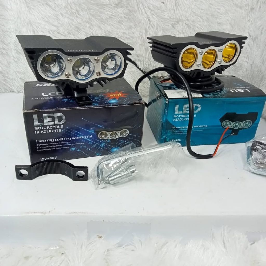 Lampu Tembak Sorot untuk Motor MobiL 3 mata 3 mode