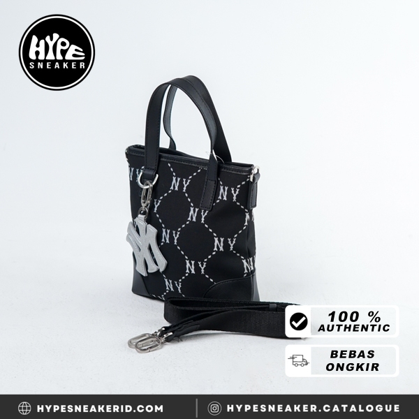 Tas MLB NY MONOGRAM WHITE BLACK SS24 MINI TOTE BAG 100% ORIGINAL