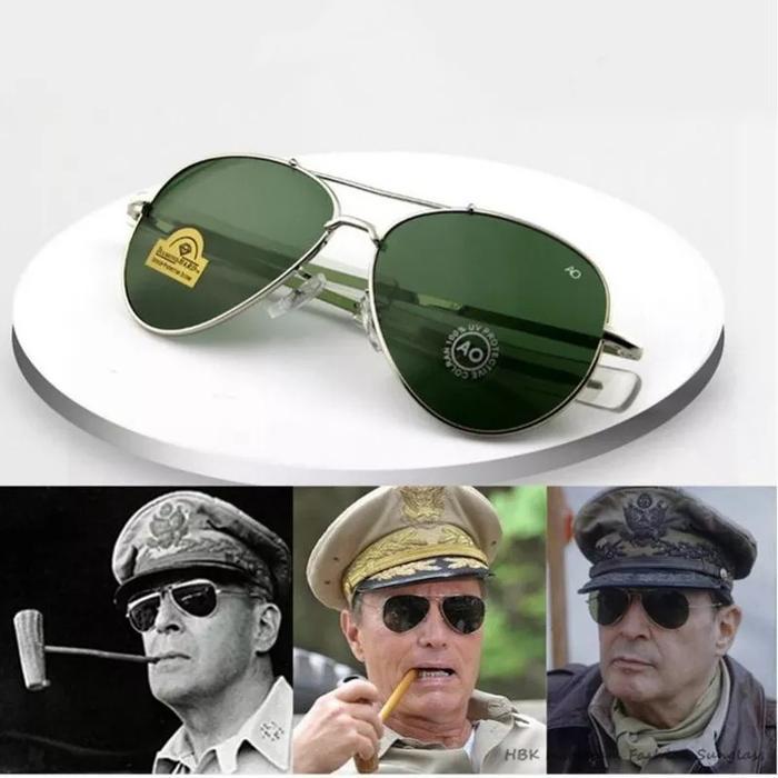 Kacamata Sunglass Aviator Pilot AO Hard Diamond Fullset - hitam