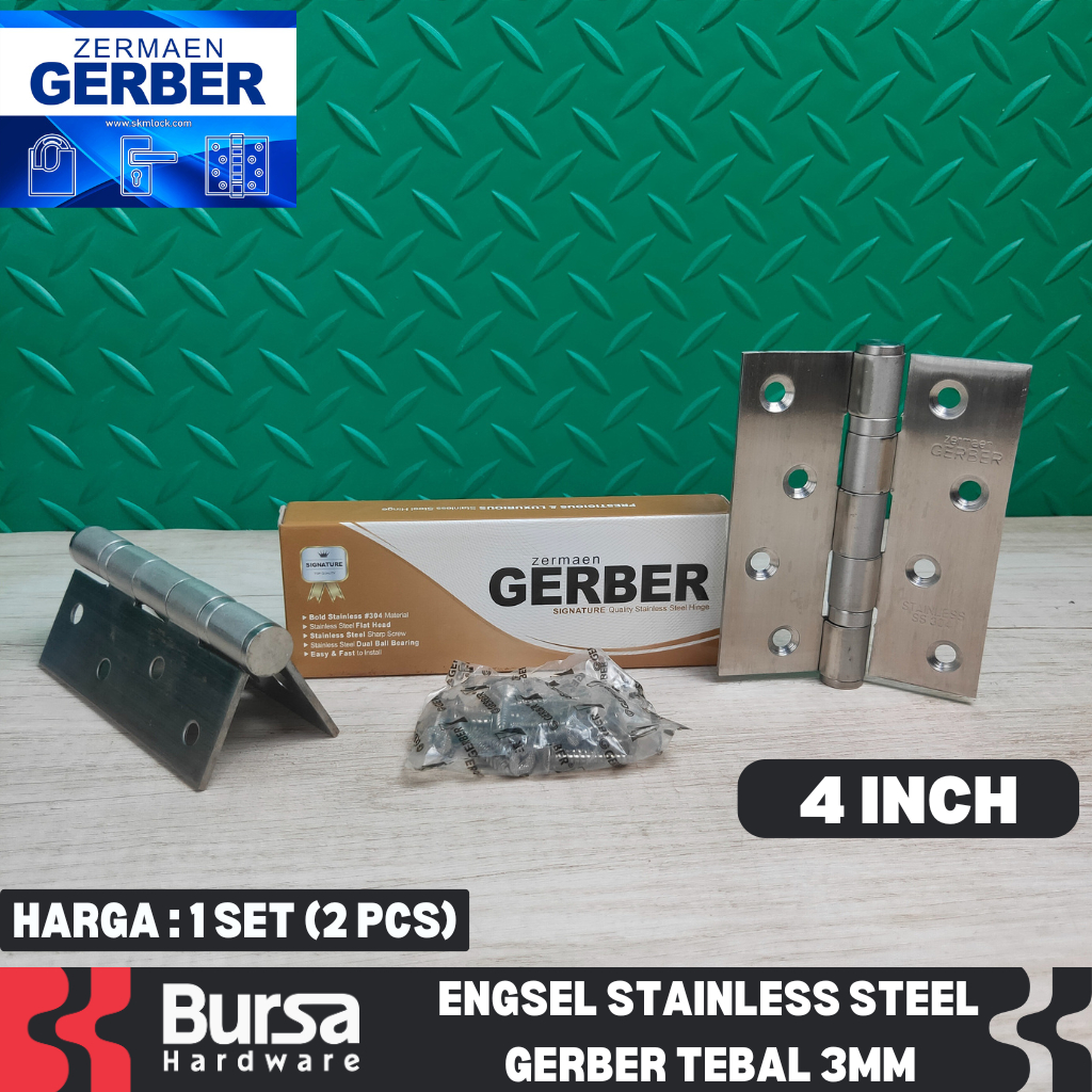 Engsel Pintu Jendela Tebal Stainless Steel 304 Gerber DBH 4 Inch