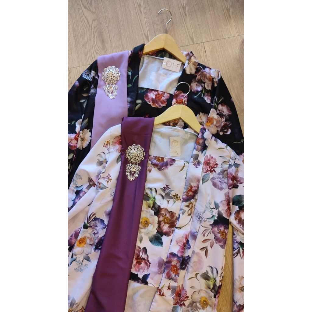 Tunik Kutubaru Panjang Bianca Salma Floral Bunga Kebaya Modern Bridesmaid Adat Jawa