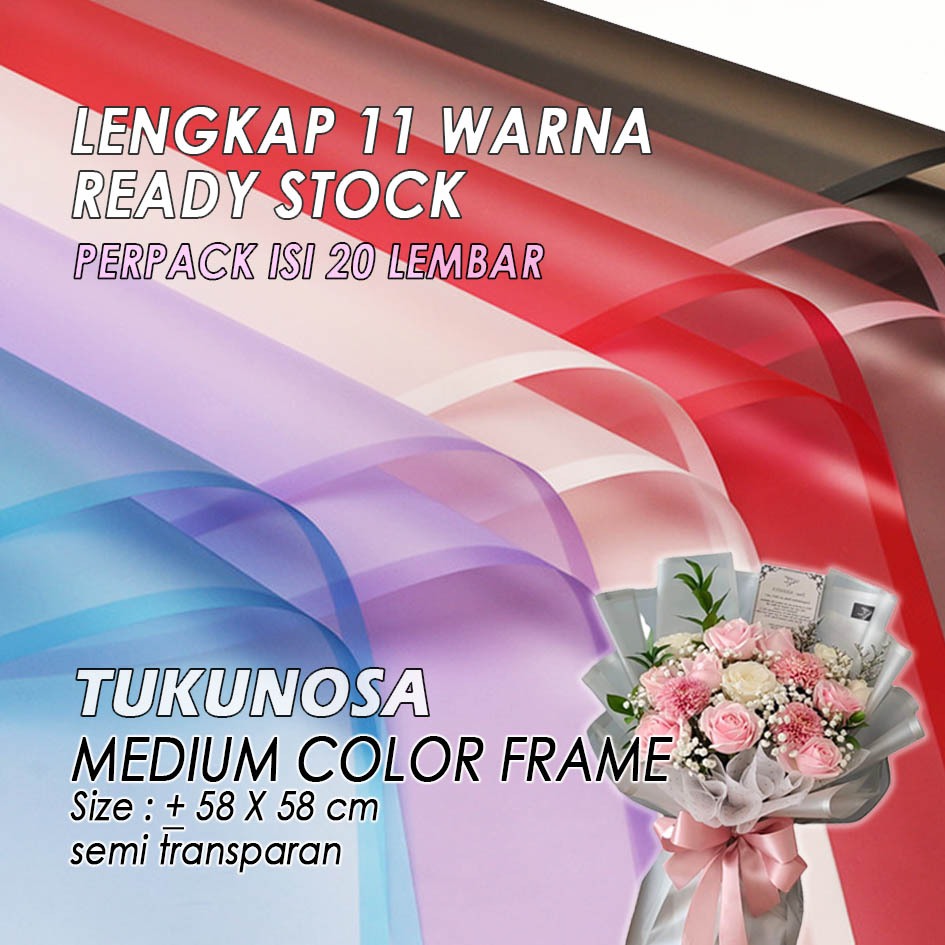 

[PERPACK] COLOR MEDIUM FRAME - SEMI TRANSPARENT CELLOPHANE FLOWER WRAPPING PAPER KERTAS BUKET BUNGA