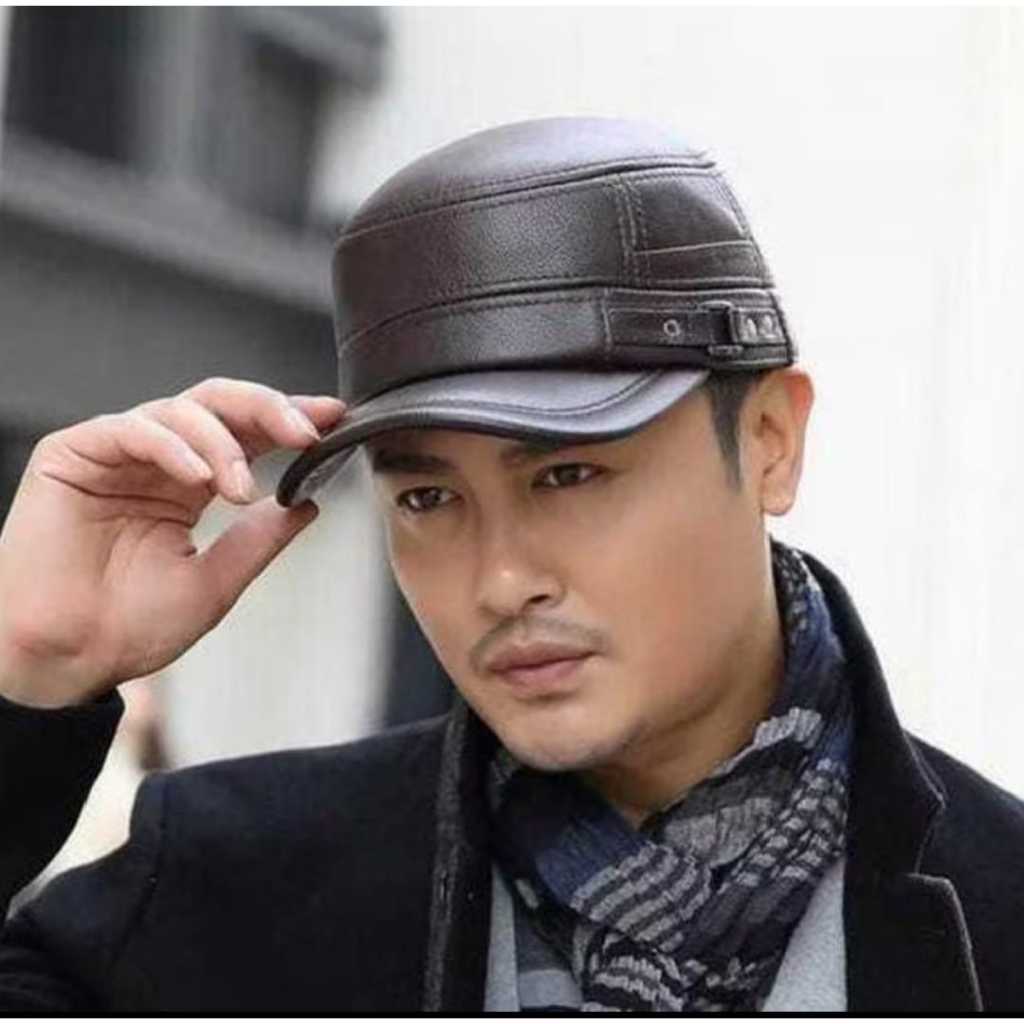 TOPI KOMANDO PRIA KULIT ASLI/TOPI KULIT ASLI PRIA MODEL KOMANDO
