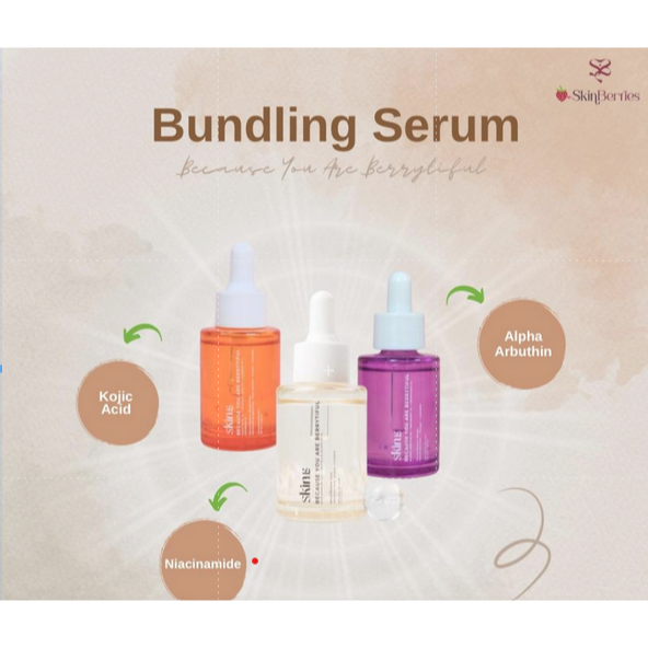 Skinberries -  Glasskin Serum ( Serum Alpha Arbutin + Serum Niacinamide + Serum Kojic Acid ) - BPOM