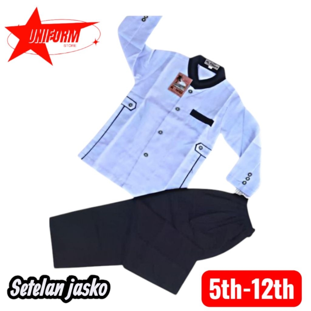 setelan jasko anak laki-laki panjang list hitam//jasko anak bahan Oxford tebal dan adem model jasko 