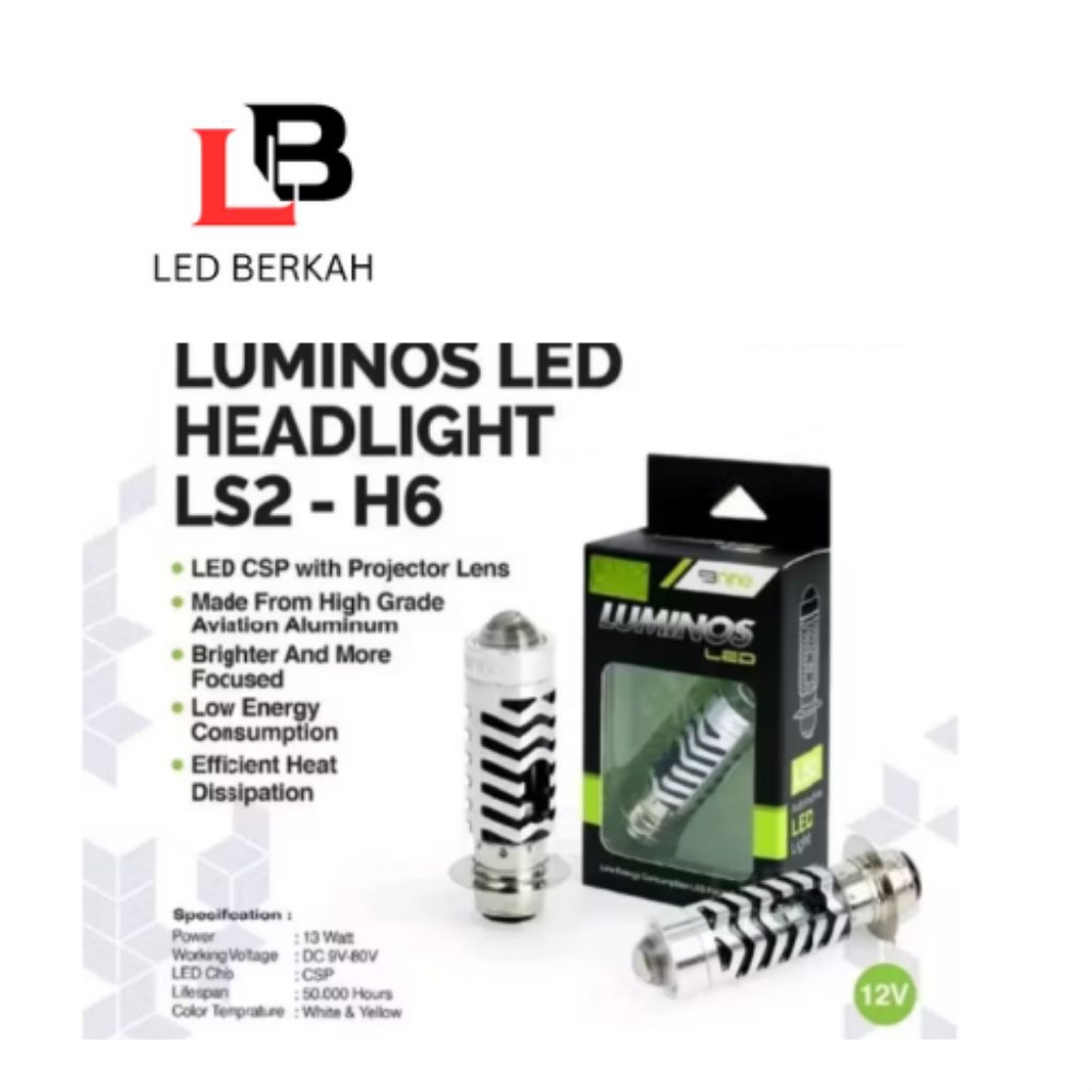 LAMPU LED UTAMA MOTOR H6 LASER + SENJA  NINE LUMINOS LS2 2 WARNA