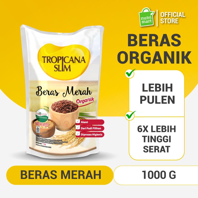 Tropicana Slim Beras Merah Organik 1 kg - Beras Merah Pulen Tinggi Serat