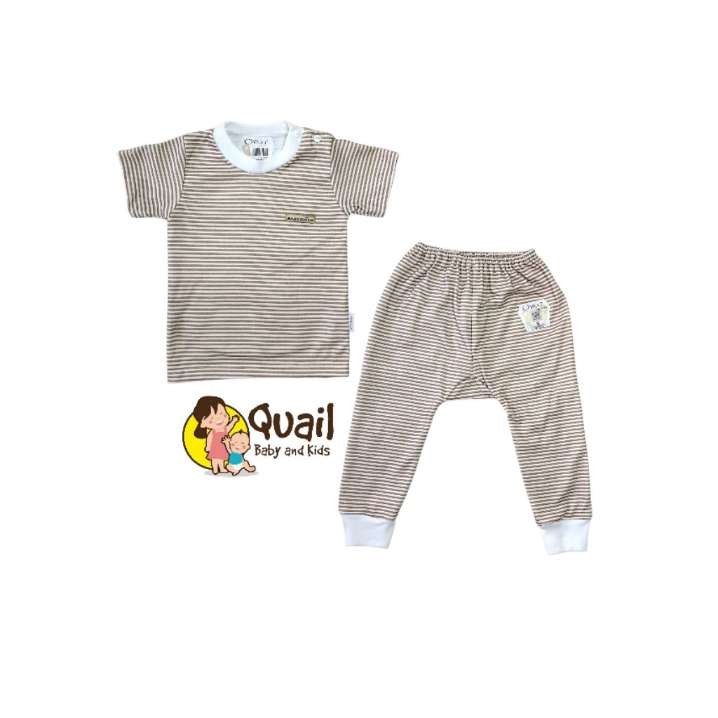 Chiyo Setelan Salur Lengan Pendek Celana Panjang | Quail Baby Shop