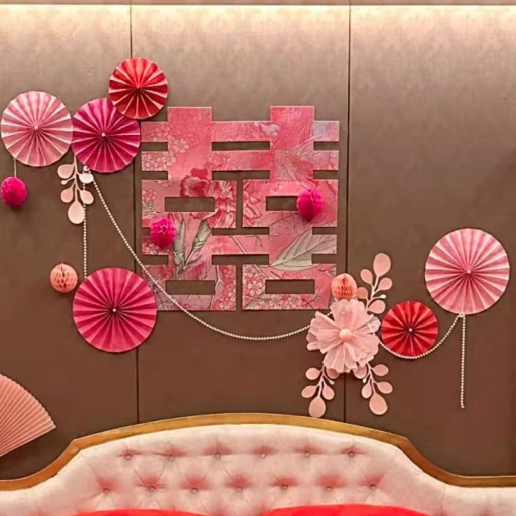 SET Dekorasi Wedding / Tempelan / Sticker Xi Sanjit / Dekor Kamar Wedding / Dekorasi Suang Xi / Deko