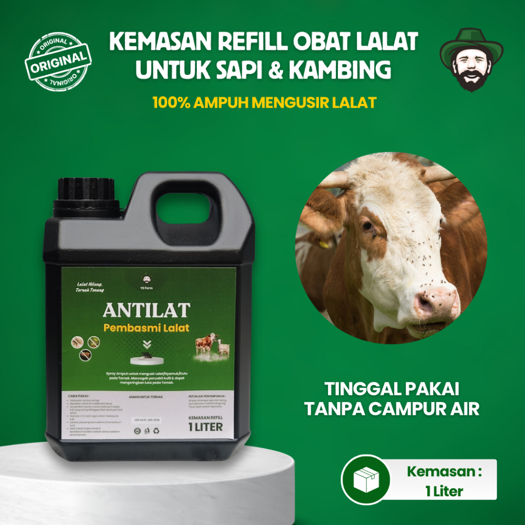 ANTILAT 1 Liter Obat Lalat untuk Sapi Kambing Pembasmi Lalat Kutu Nyamuk Kemasan Isi Ulang