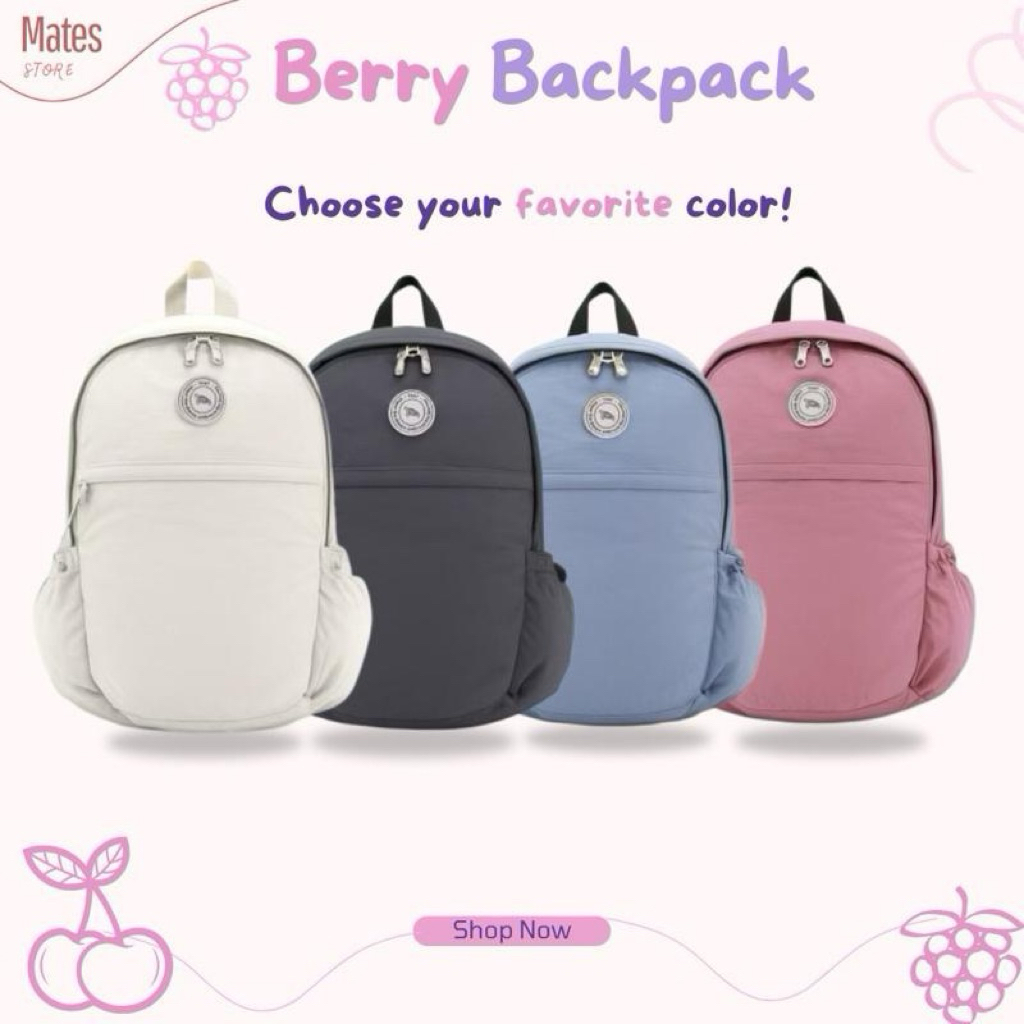 MATES STORE Berry Backpack Ransel Gemes Cewe Estetik Korea Aesthetic Wanita Fashionable Tas Sekolah 