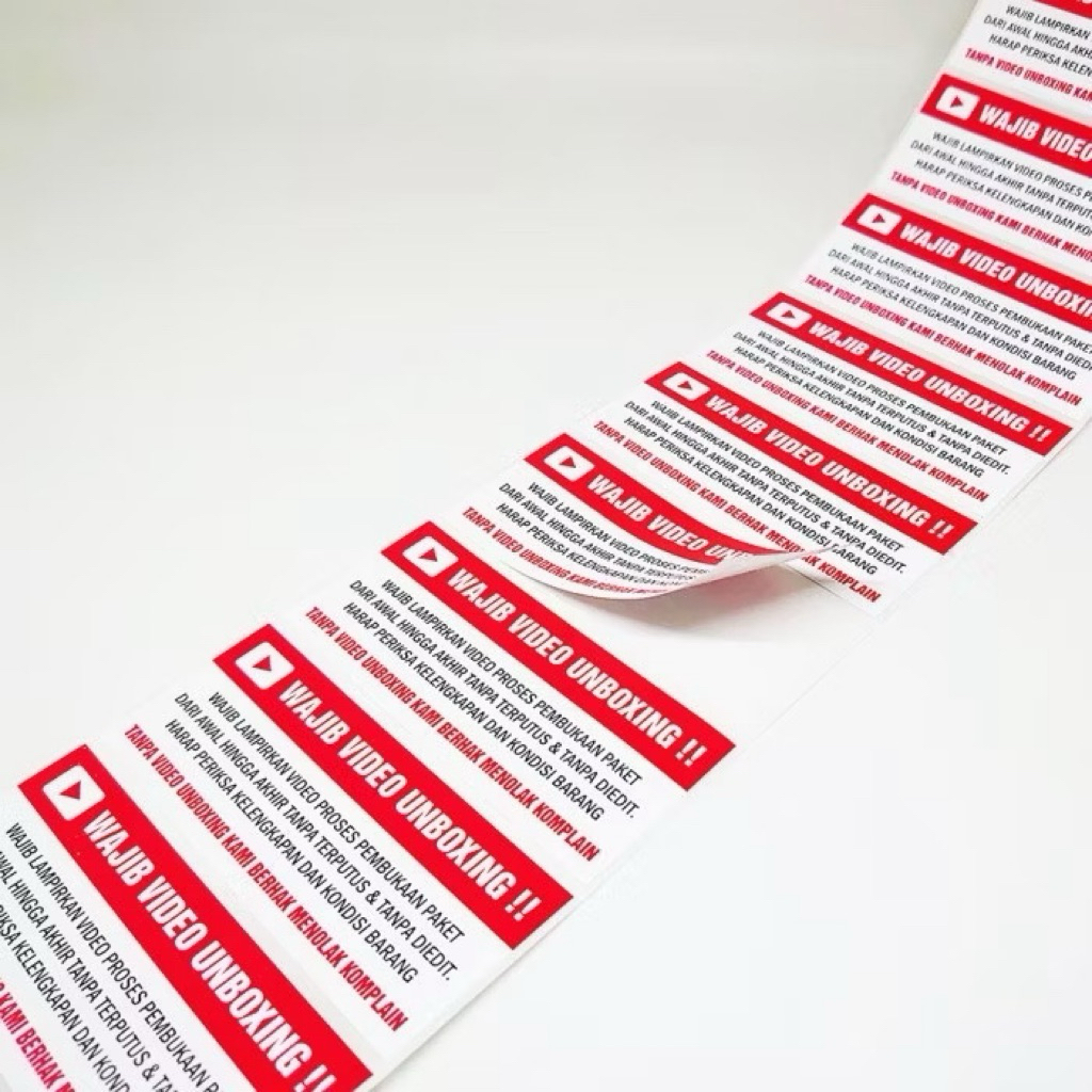 

INDOSPP - Stiker Label Wajib Video Unboxing Pengiriman Paket Ukuran 7 x 3 cm 1 Roll Isi 1000 Pcs Untuk Memenuhi Kebutuhan Videounboxing