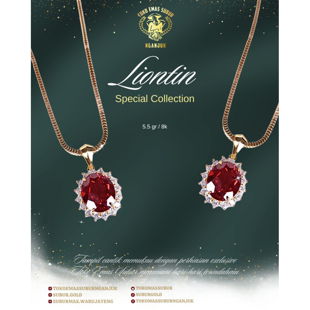 Liontin batu merah 8k