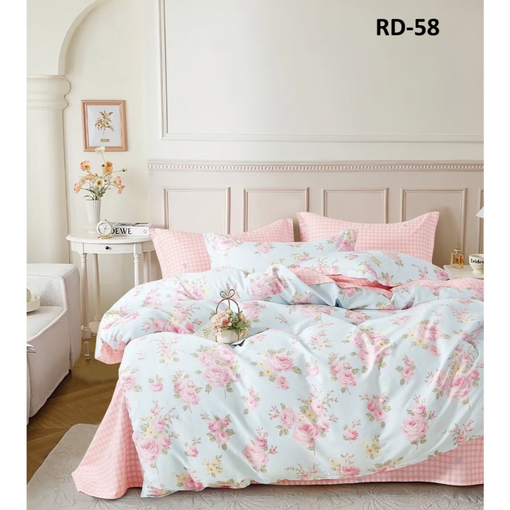sprei single bahan katun Taiwan cvc kode RD-58 motif bunga (belum termasuk bed cover)