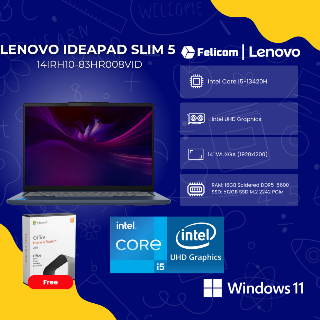 Lenovo IdeaPad Slim 5 14IRH10 Laptop 14" OLED, Core i7, 16GB RAM, 1TB SSD, Luna Grey