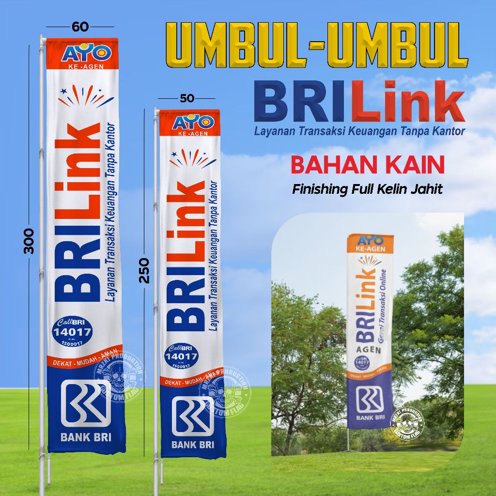 UMBUL UMBUL BRILINK BAHAN KAIN | BENDERA KAIN BRILINK PRINTING | UMBUL UMBUL AGEN BRILINK