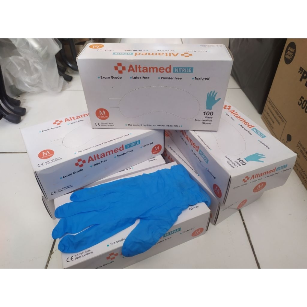 SARUNG TANGAN KARET WARNA BIRU TANPA POWDER