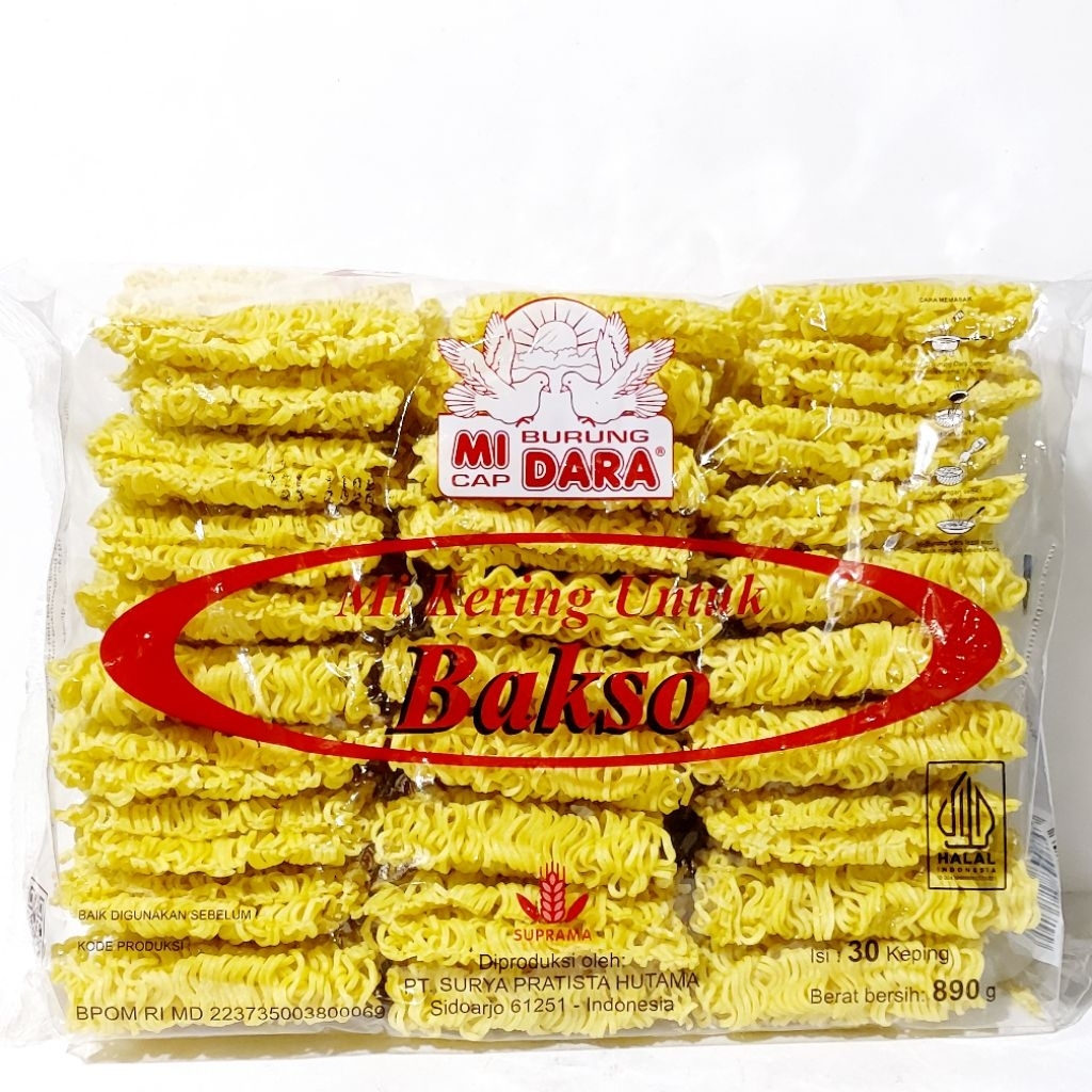 

MIE BURUNG DARA MIE BAKSO ORIGINAL 890 GRAM ISI 30 KEPING