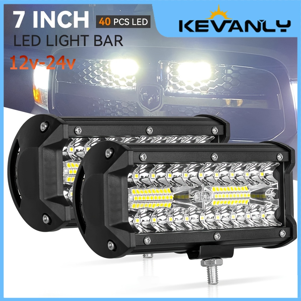 KEVANLY Lampu Sorot LED 7 120W 40 LED, Lampu Kabut 12V & 24V, Lampu Kerja Pod Kendaraan Truk UTV ATV