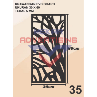 KRAWANGAN PVC BOARD HITAM / ORNAMEN PVC FOAM BOARD HITAM TEBAL 5MM MODEL 35 UKURAN 30X60