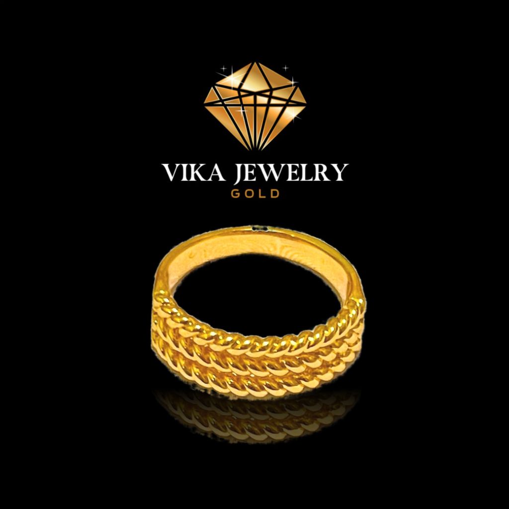 Cincin Emas Replika Vika Jewelry Gold Chain Band Cincin Fashion Pria Wanita Premium