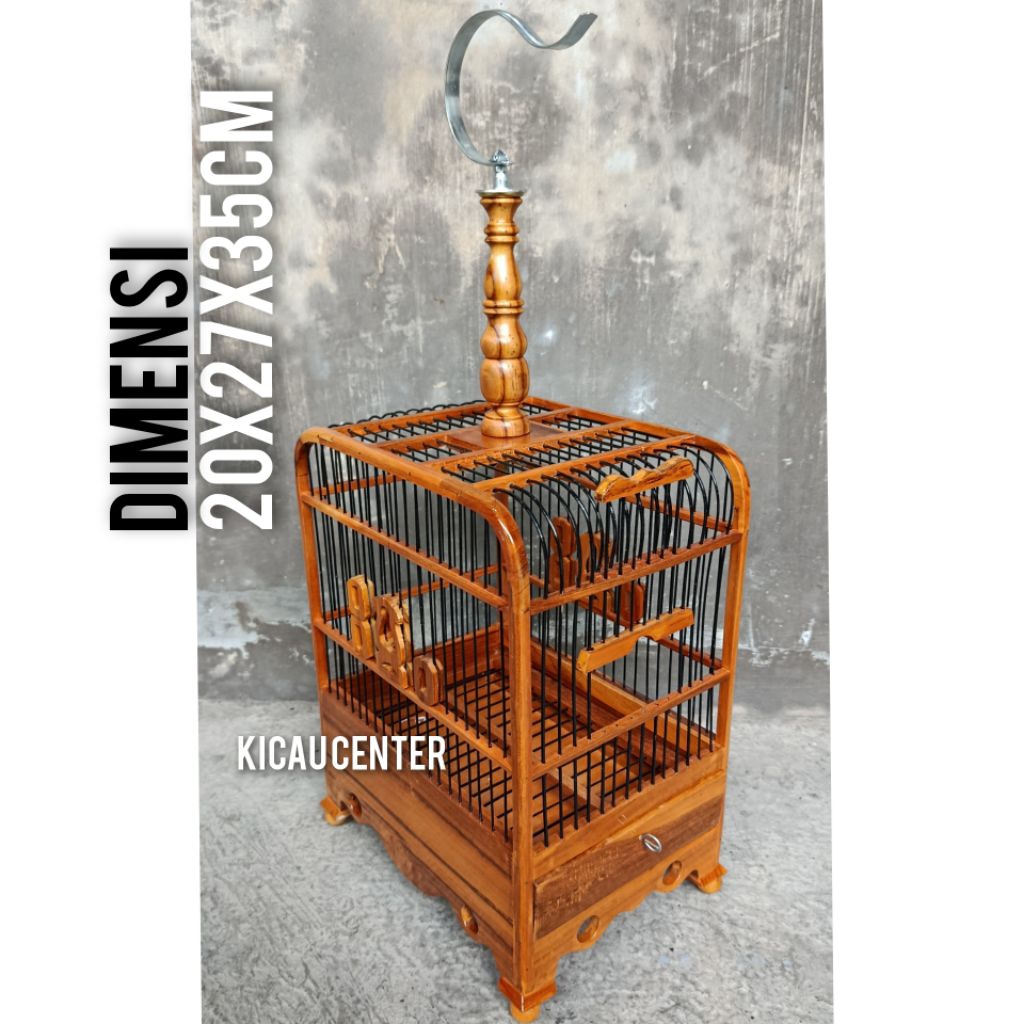 SANGKAR BURUNG KECIL KAYU JATI UNIK 01 + PALET KAYU