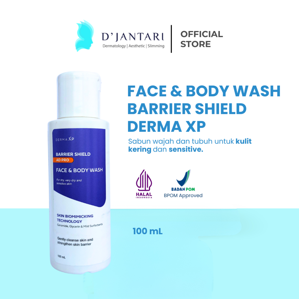 [D'JANTARI OFFICIAL] Face & Body Wash Barrier Shield Derma XP - 100 mL untuk Kulit Kering & Sensitiv