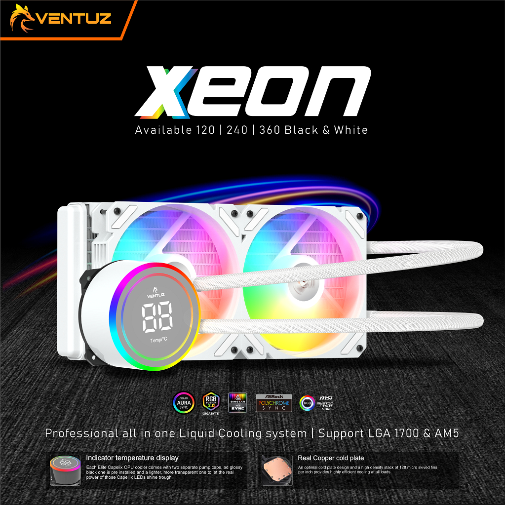 VENTUZ Xeon Chroma 240mm Water Cooling ARGB – Intel & AMD Compatible