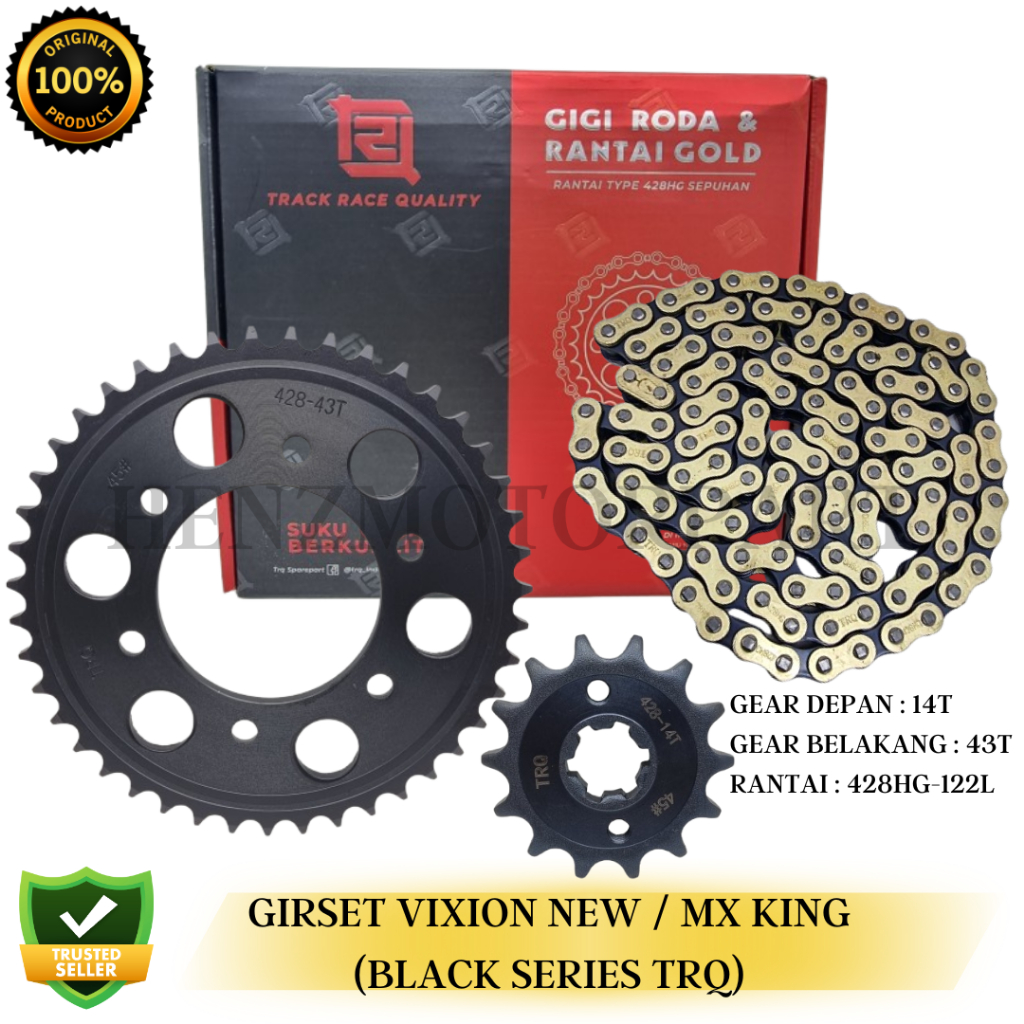 GEARSET GIRSET GIR PAKET CHAINKIT VIXION NEW 14T - 43T NVA NVL MX KING 43T JUPITER MX KING ( 428HG-1