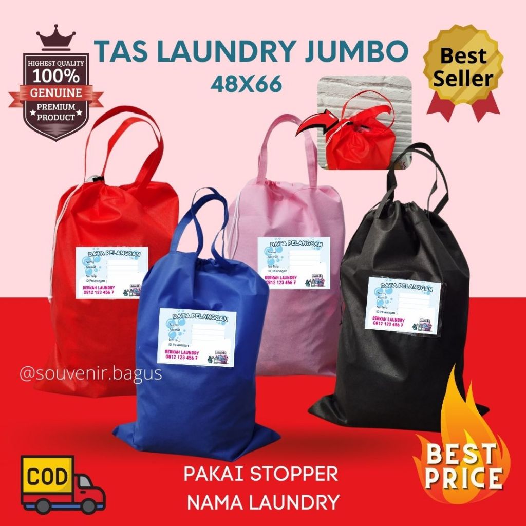 Tas Laundry Jumbo Laundri Bag Tas Binatu Non Woven Tas Spunbond Furing Besar Warna Tebal Kuat