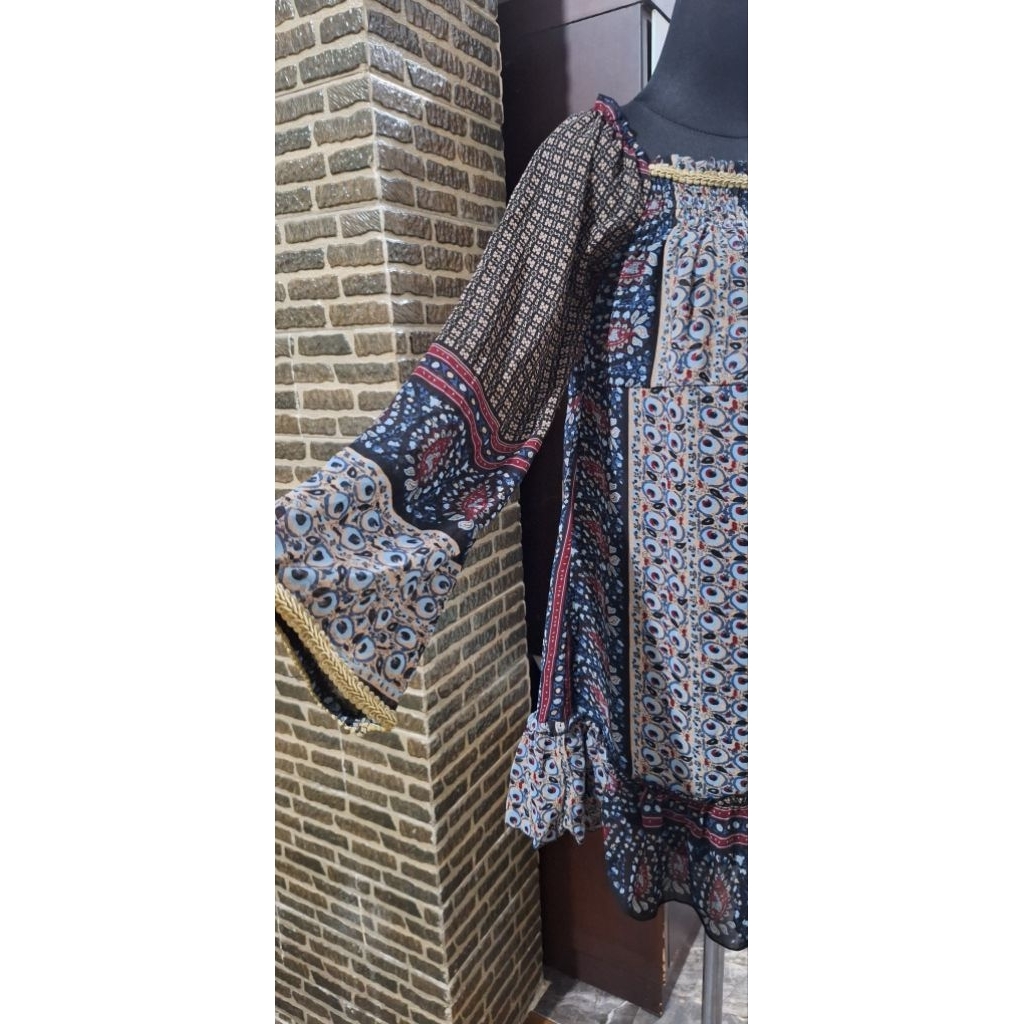 Blues sifon motif Bohemian/ Tunik sifon