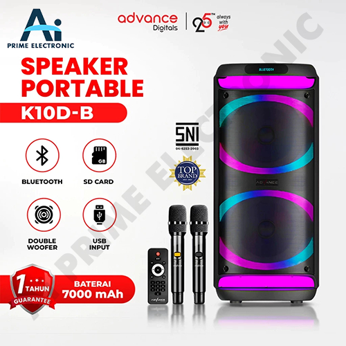 ADVANCE K10D-B K10DB K-10D B Speaker Bluetooth Wireless 10" 10 Inch Double Woofer