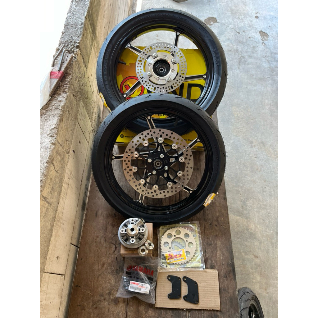 Velg Pelk Pelek VND Ak55 AK 55 PNP Ninja R SS RR Ukuran 160/185 Set Ban PIRELLI Warna Biru Hitam ora