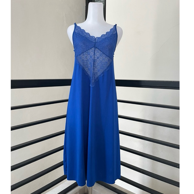 THE BRAHOUSE LINGERIE DRESS DASTER SEXY HOME DRESS FREE SIZE LINGERIE ALL SIZE BAJU TIDUR BIRU LACE