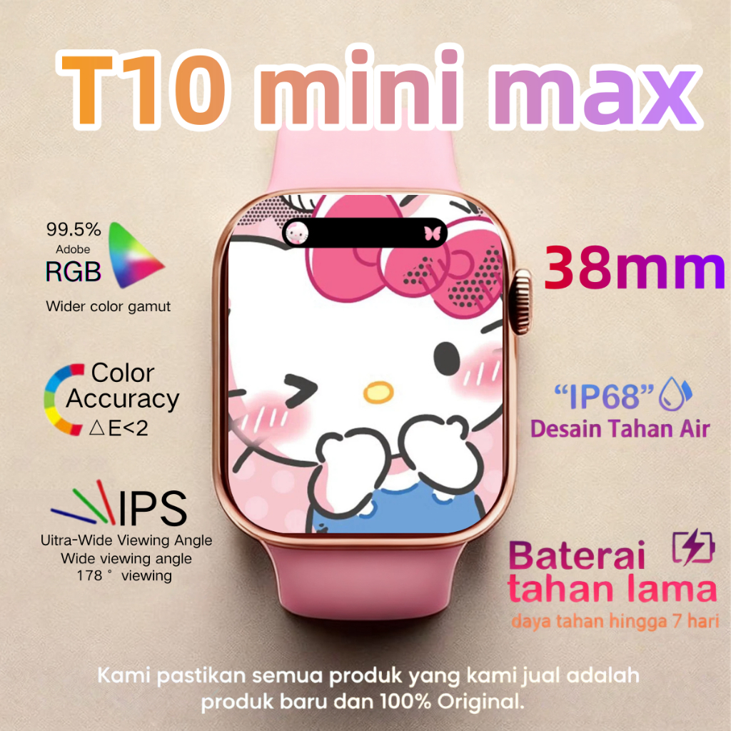 (NEW COD)Smart Watch seri T10 mini 38mm 46mm HD AMOLED Layar sentuh definisi tinggi GPS NFC IP68 Wat