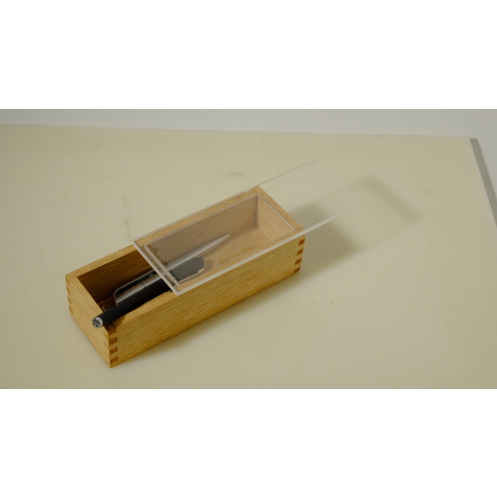 

Kotak Pensil Persegi Panjang Kayu dengan Akrilik - 2 Kotak Pensil - Stationery panjang 20cm Peralatan