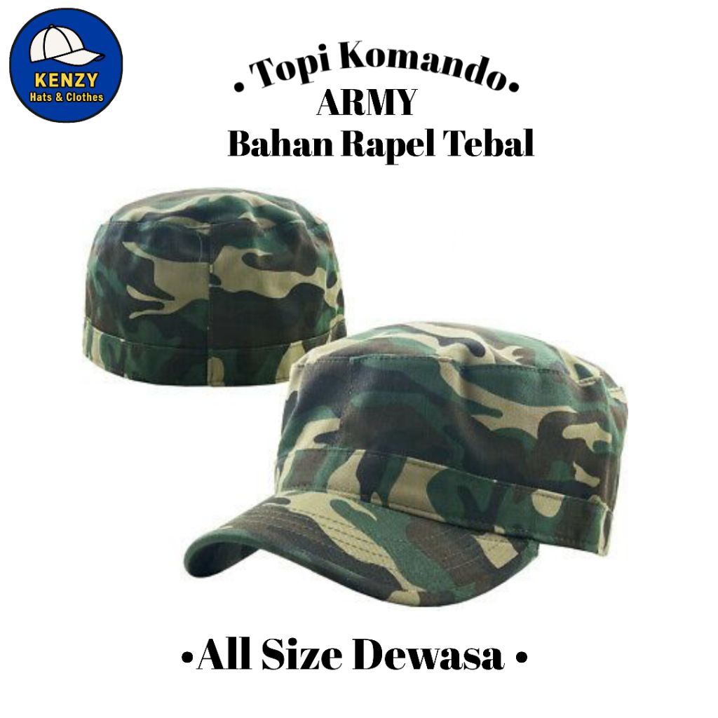 Topi Komando Polos Dewasa Bahan Rapel Original - Topi Komando Polos - Topi Komando Pria - Topi Koman