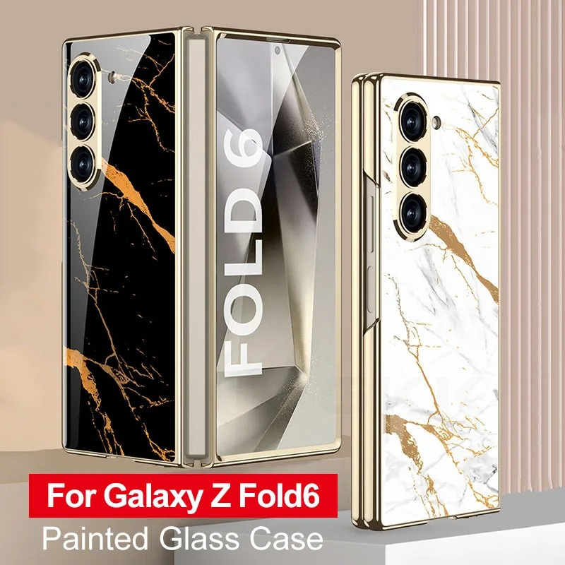 Casing GKK Samsung Galaxy Z Fold 7 & Z Fold 6 & Z Fold 5 & Z Fold 4 & Z Fold 3 Case Marble Pattern